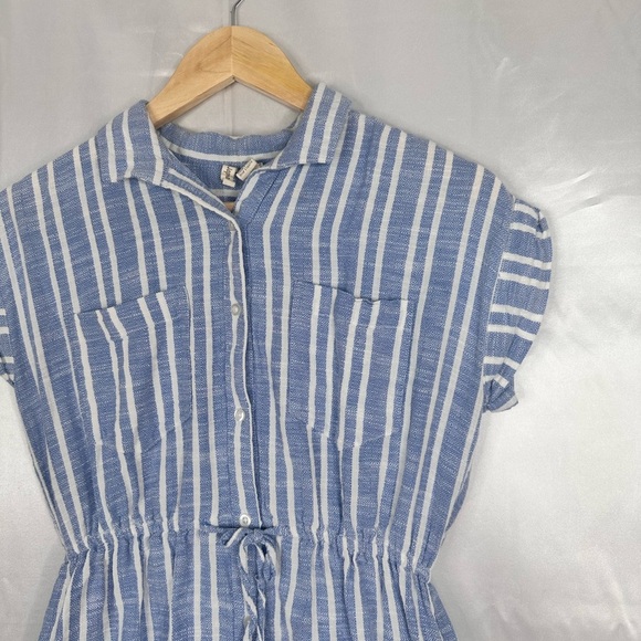 Japna Striped high low casual drawstring dress w pockets size Small - Picture 5 of 9